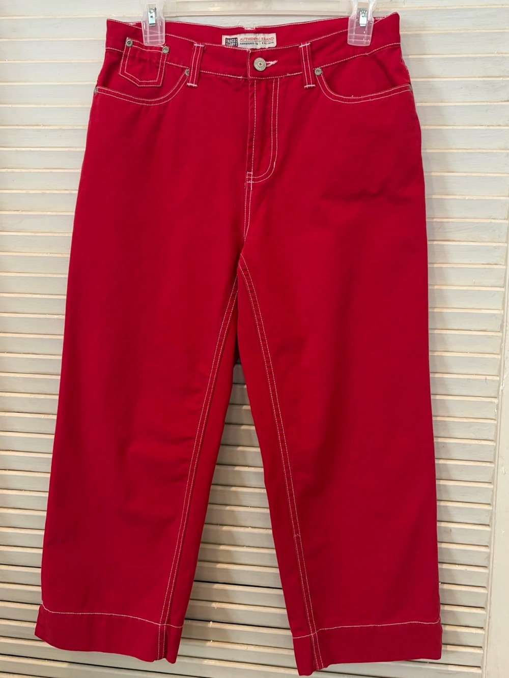 Vintage Faded Glory Red Relaxed Fit Jeans with Contrast Stitching Women’s size 6